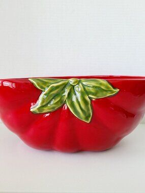 Pottery Barn Serving Bowl GARDEN CRUDITE Large Red Tomato Salad Pasta RARE